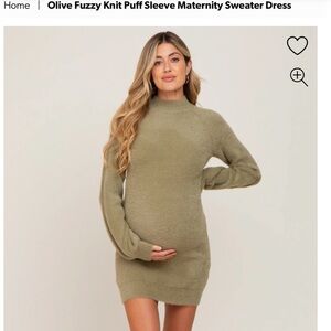 Pinkblush Olive Fuzzy Knit Maternity Dress